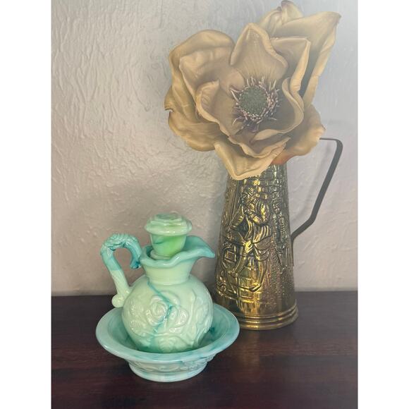 Avon Opaline Glass Cruet and Bowl Set 1980s Vanity Decor - Picture 1 of 5